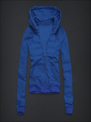 Women hoodie zip style blue color